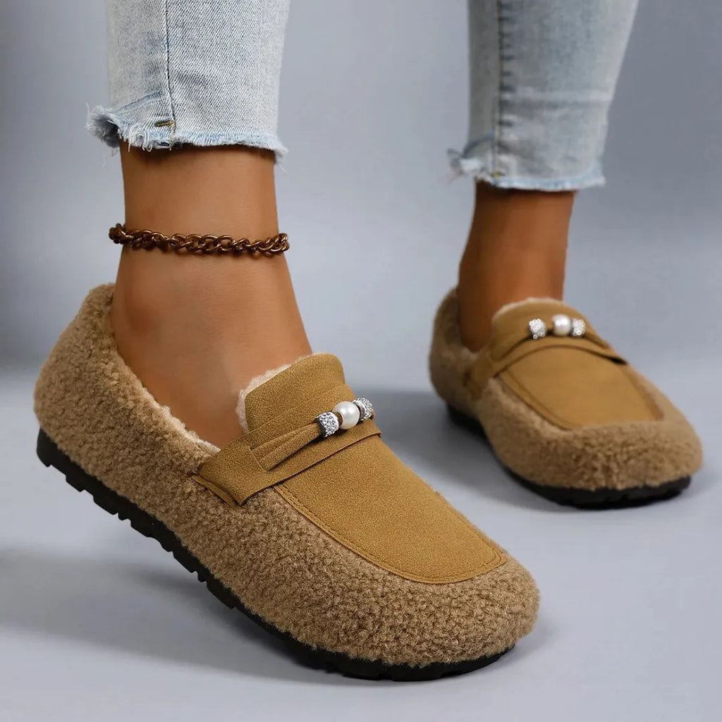 Women's Sherpa Slippers | Faux Fur Loafer Style With Non-Slip Sole