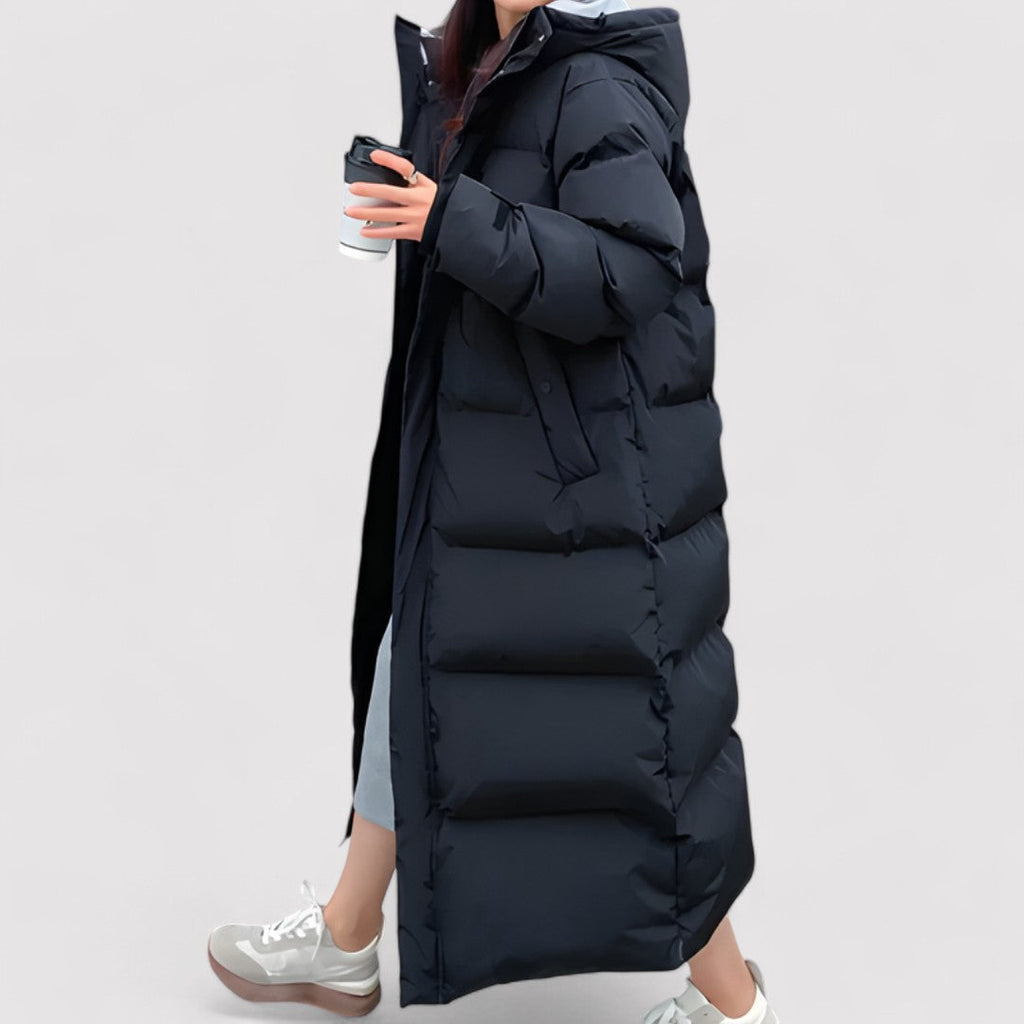 Winter Long Puffer Coat | Full-Length Waterproof Design