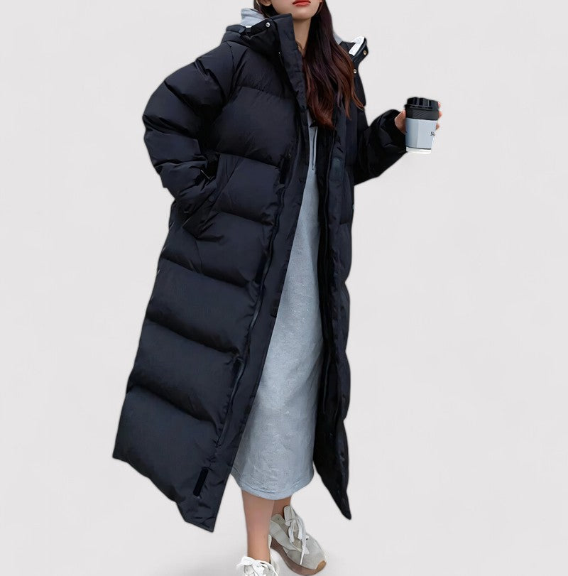 Winter Long Puffer Coat | Full-Length Waterproof Design