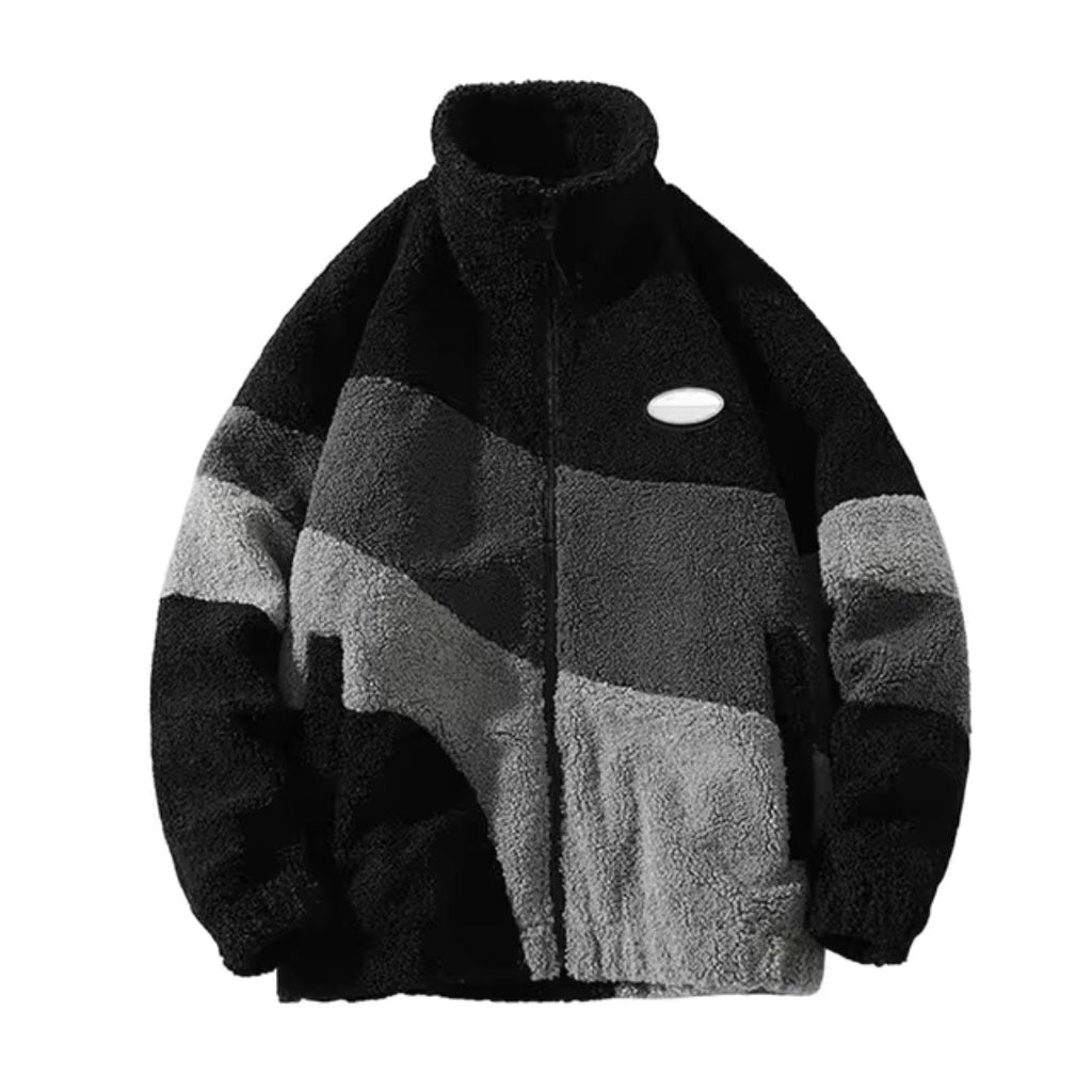 Modern Fleece Jacket | Monochrome Color Block Design