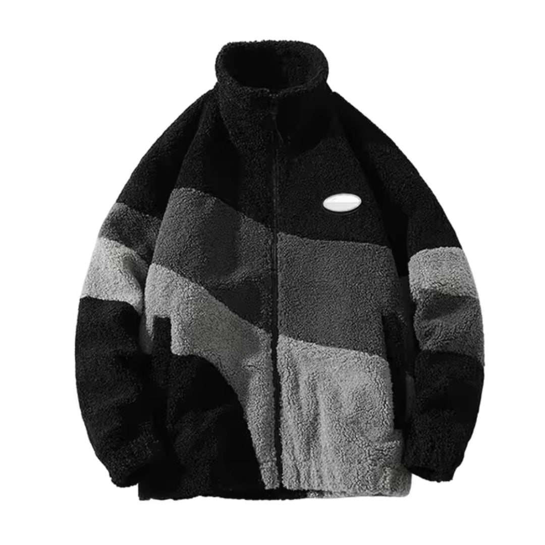 Modern Fleece Jacket | Monochrome Color Block Design