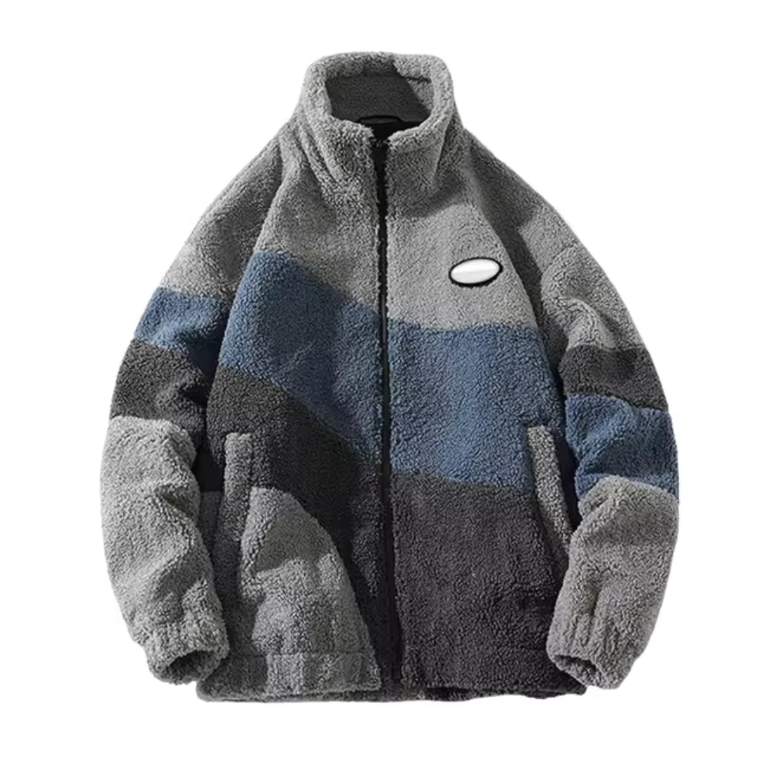 Modern Fleece Jacket | Monochrome Color Block Design