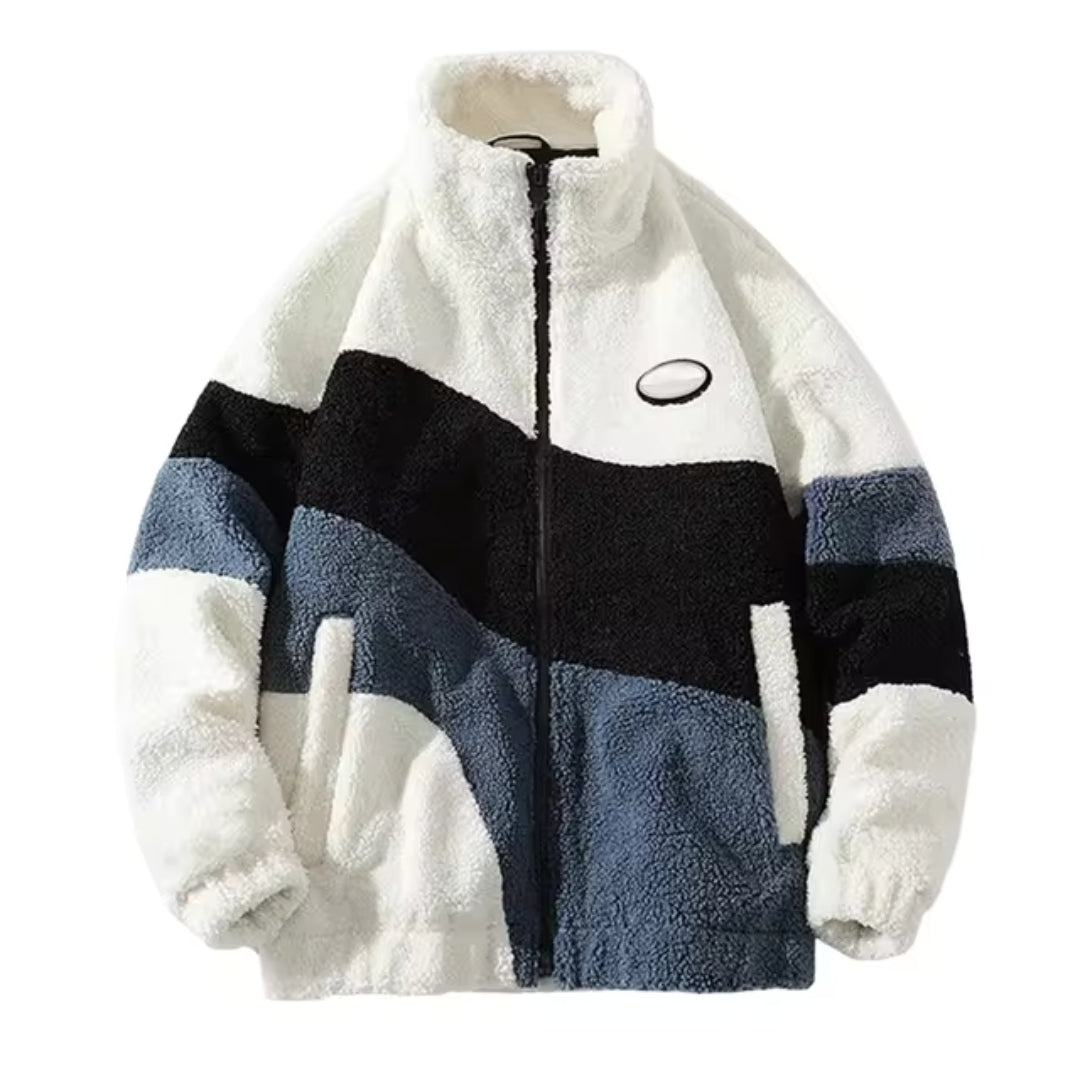 Modern Fleece Jacket | Monochrome Color Block Design
