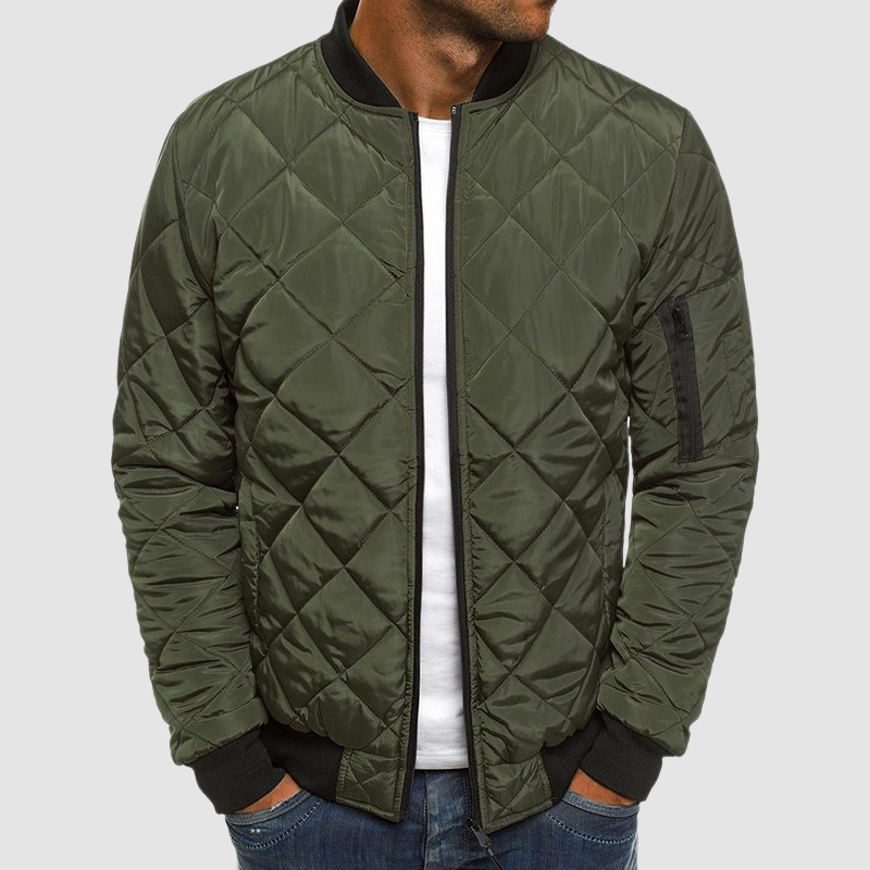 Quilted Bomber Jacket | Diamond Stitch Design