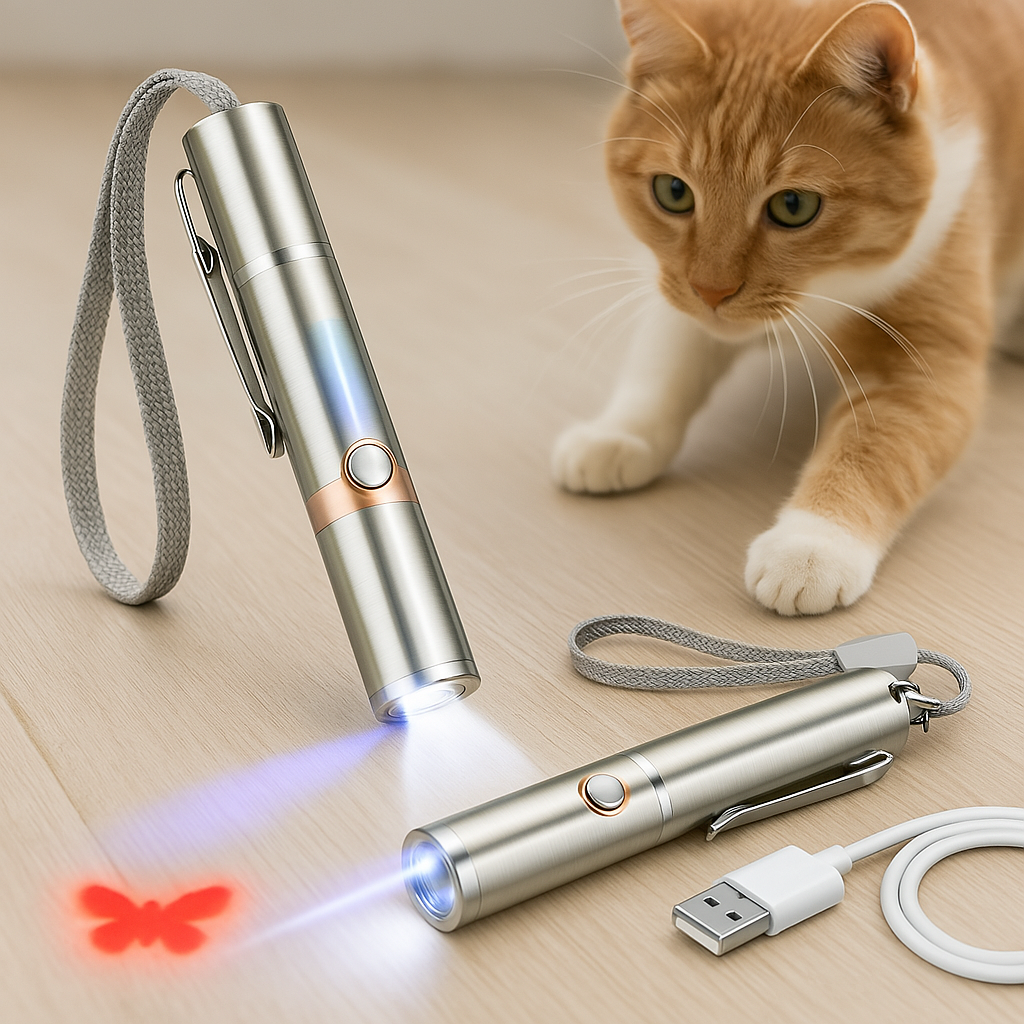 Interactive Cat Laser Toy | Rechargeable Stainless Steel with 5 Patterns