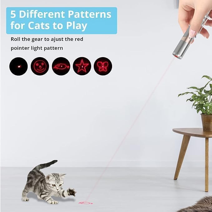 Interactive Cat Laser Toy | Rechargeable Stainless Steel with 5 Patterns