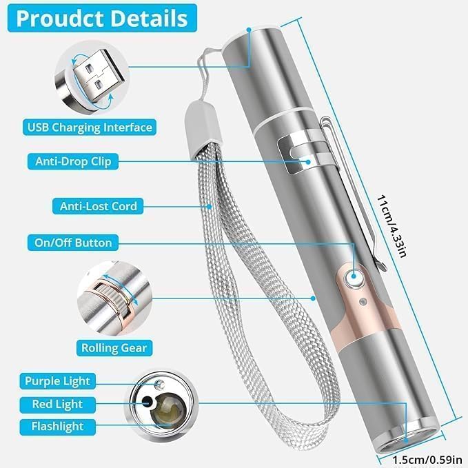 Interactive Cat Laser Toy | Rechargeable Stainless Steel with 5 Patterns