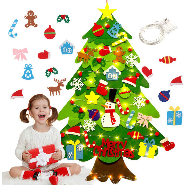 Interactive Felt Christmas Tree | Wall Mount with LED Lights