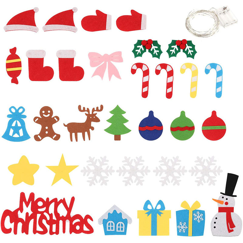 Interactive Felt Christmas Tree | Wall Mount with LED Lights