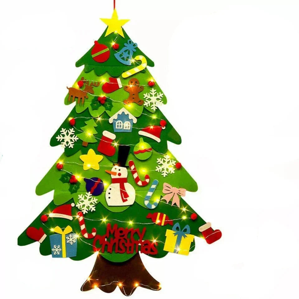 Interactive Felt Christmas Tree | Wall Mount with LED Lights