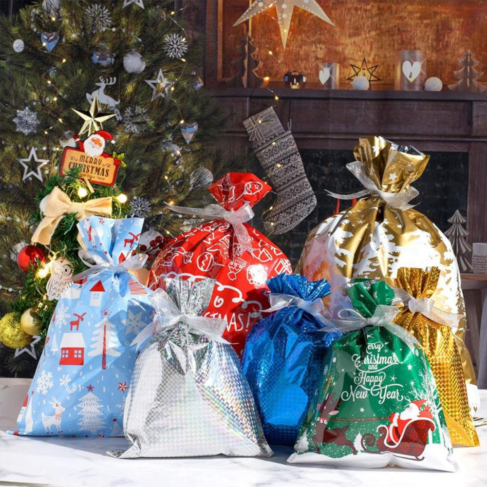 Christmas Gift Bags | Reusable Foil Holiday Wrapping Set