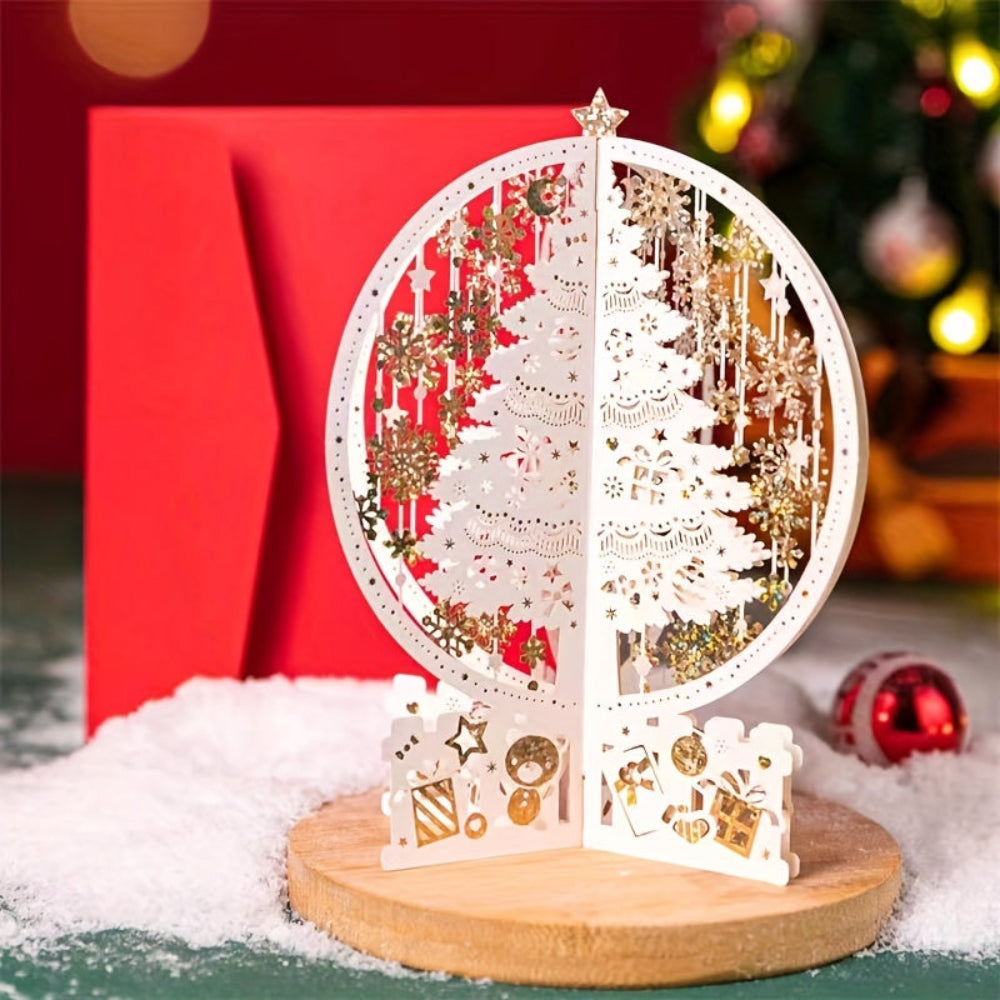 3D Pop-Up Christmas Card | Laser Cut Paper Tree Display