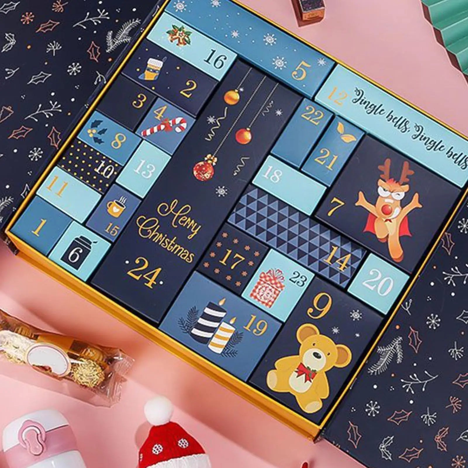 Christmas Advent Calendar | 24 Fillable Boxes with Festive Design