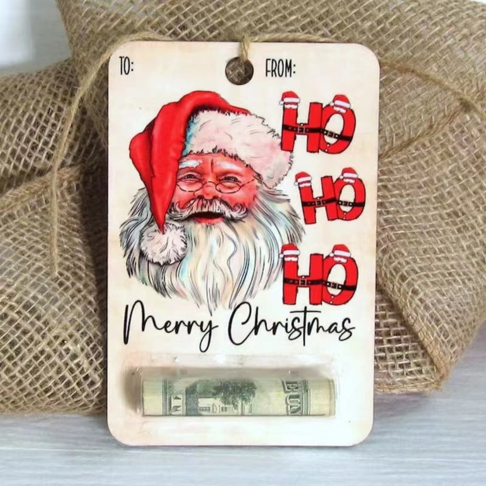 Christmas Money Holder Cards | Wooden Holiday Gift Tags