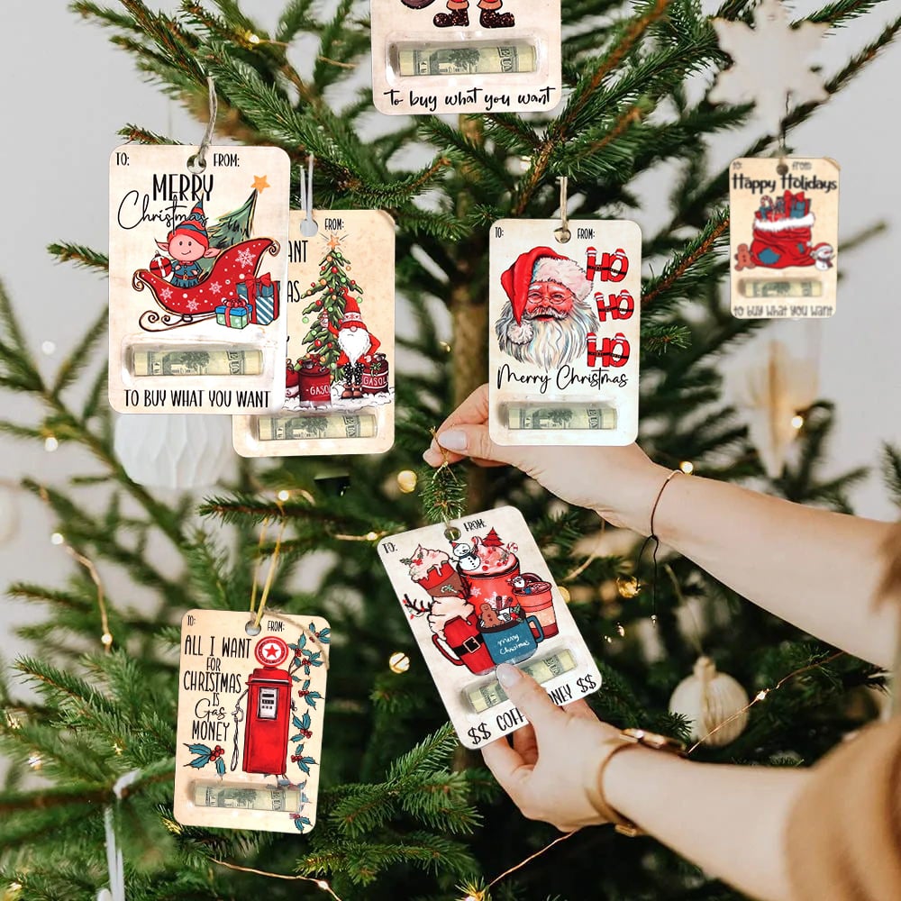 Christmas Money Holder Cards | Wooden Holiday Gift Tags