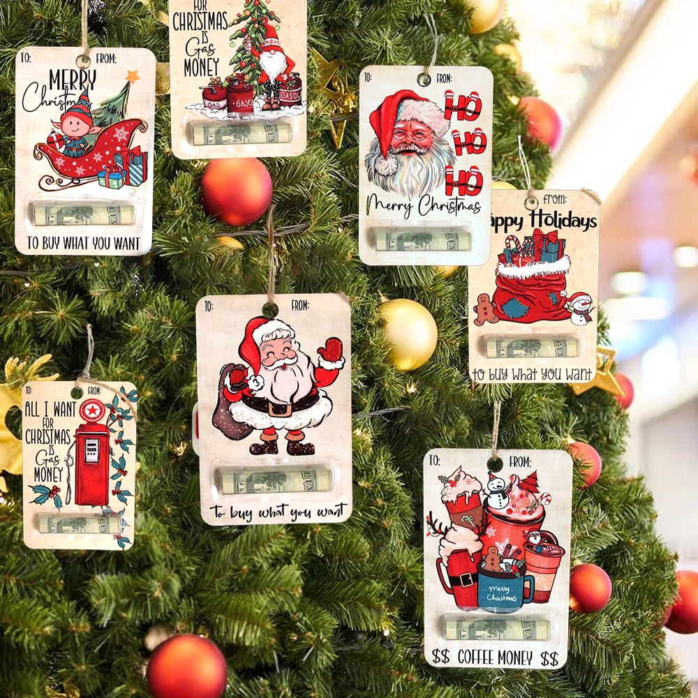 Christmas Money Holder Cards | Wooden Holiday Gift Tags