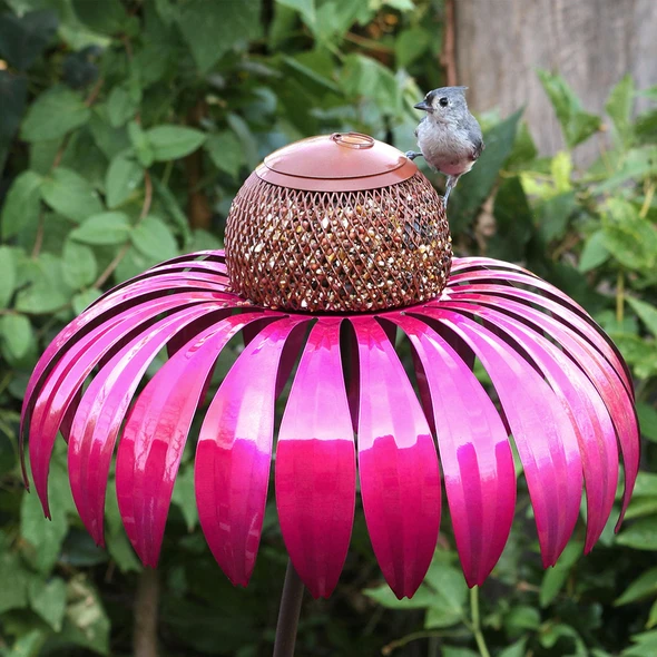Metal Bird Feeder | Pink Flower Petal Design