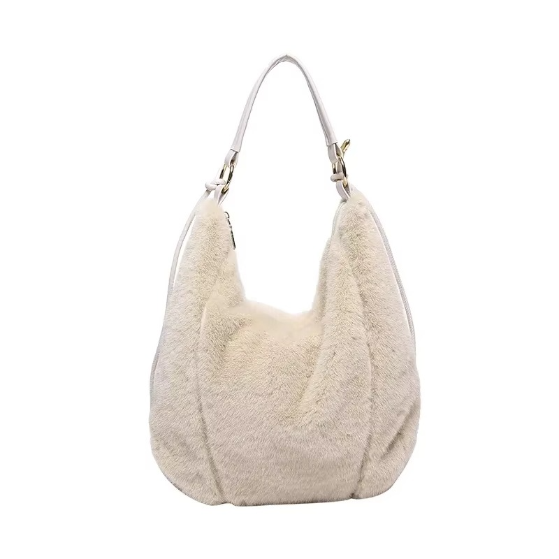 Faux Fur Hobo Bag | Black Plush Winter Design