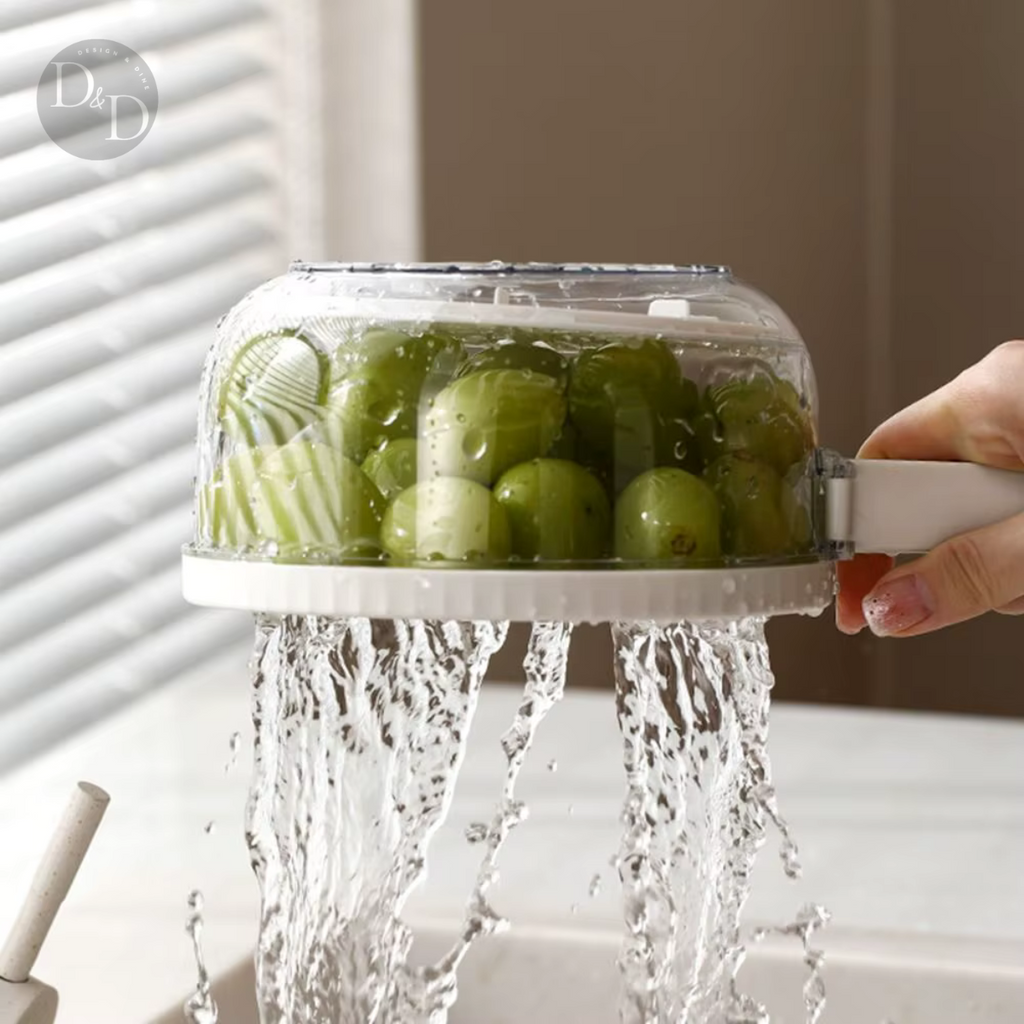Food Storage Container Set | Stackable Produce Keeper with Rinse Function