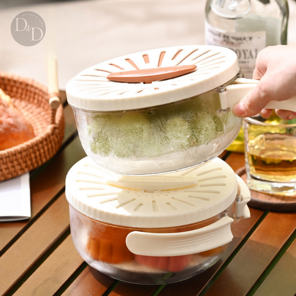 Food Storage Container Set | Stackable Produce Keeper with Rinse Function