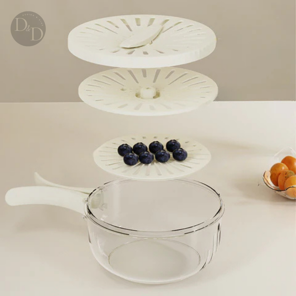 Food Storage Container Set | Stackable Produce Keeper with Rinse Function