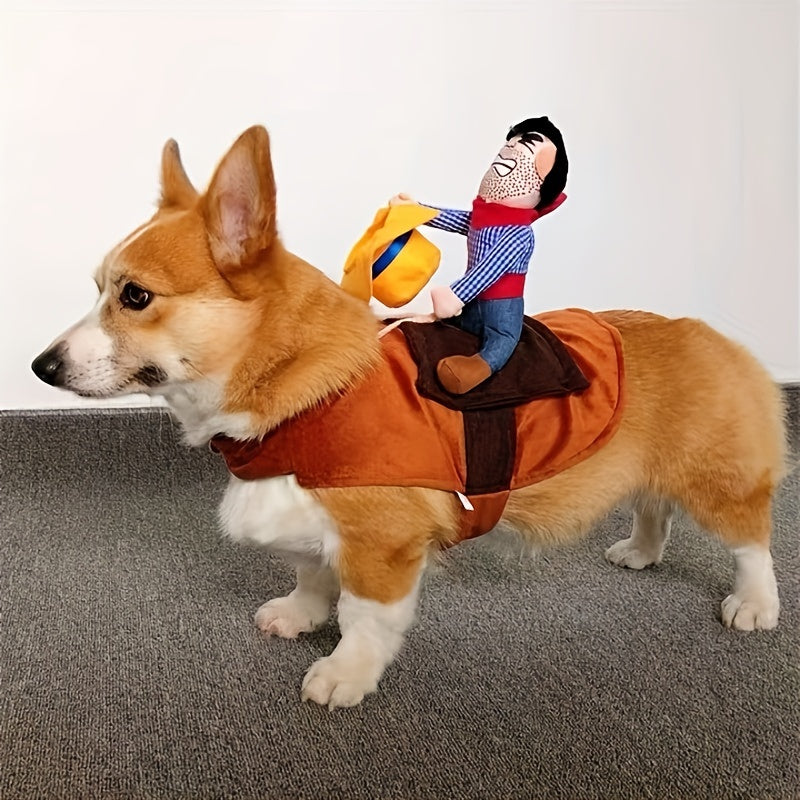 Cowboy Rider Dog Costume | Plush Saddle Halloween Outfit