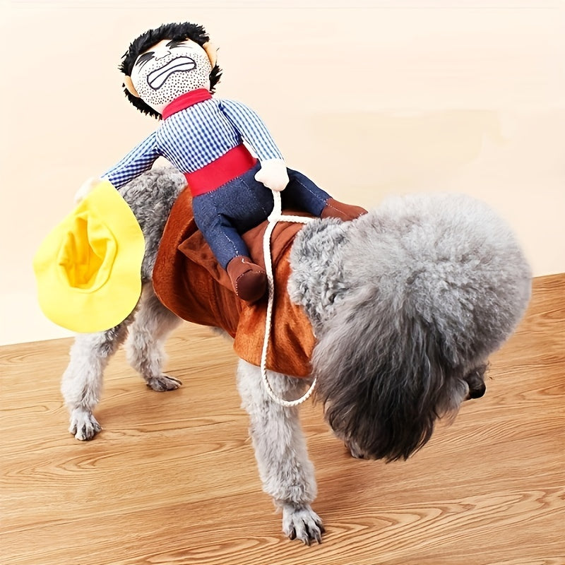 Cowboy Rider Dog Costume | Plush Saddle Halloween Outfit