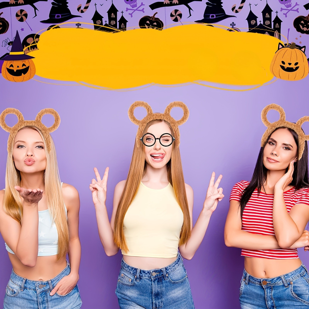 Chipmunk Costume Accessories Set | Plush Headbands & Round Glasses