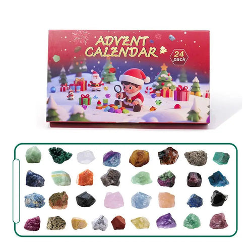 Christmas Advent Calendar | 24 Natural Gemstones Educational Set