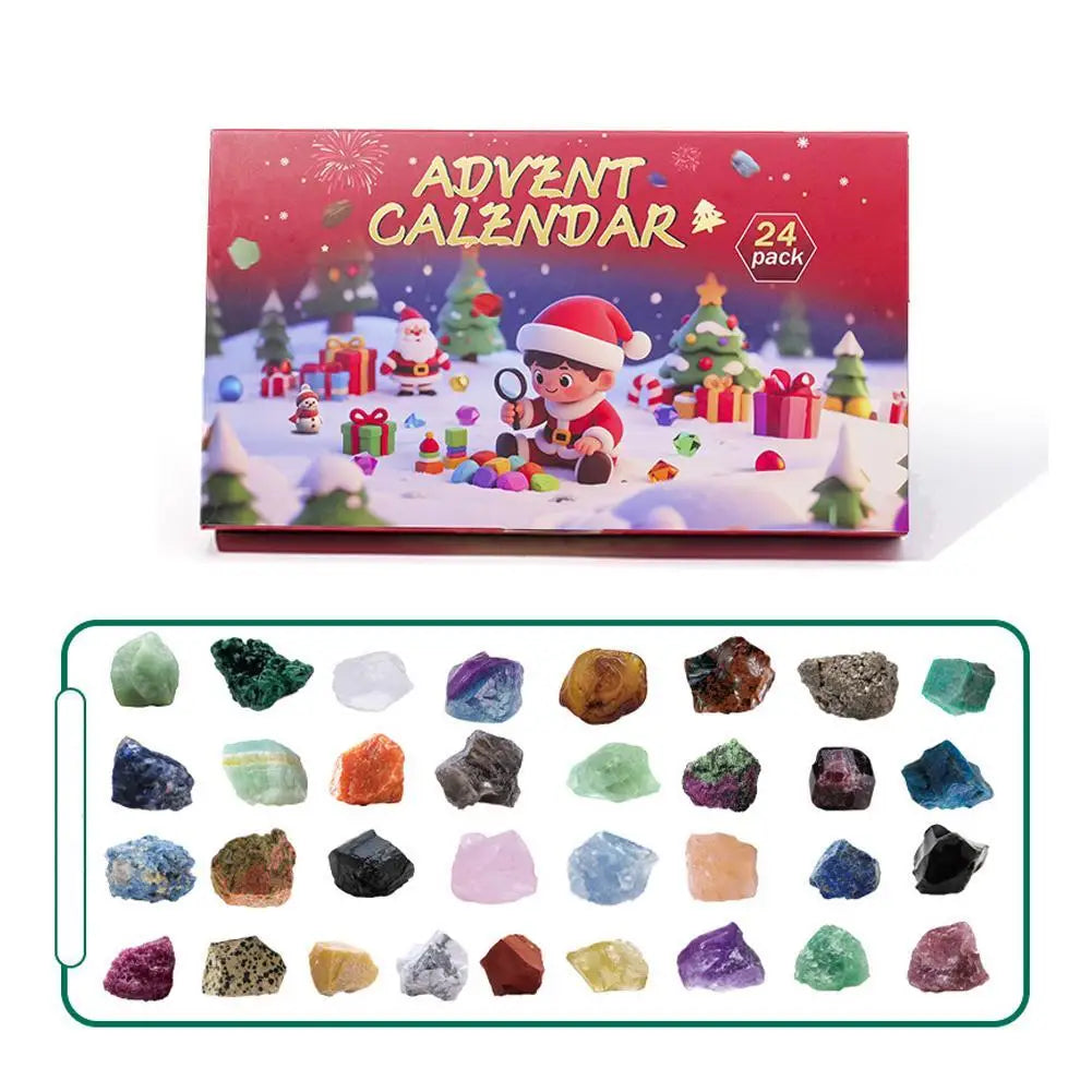 Gemstone Advent Calendar | 24 Natural Crystals Educational Discovery Kit