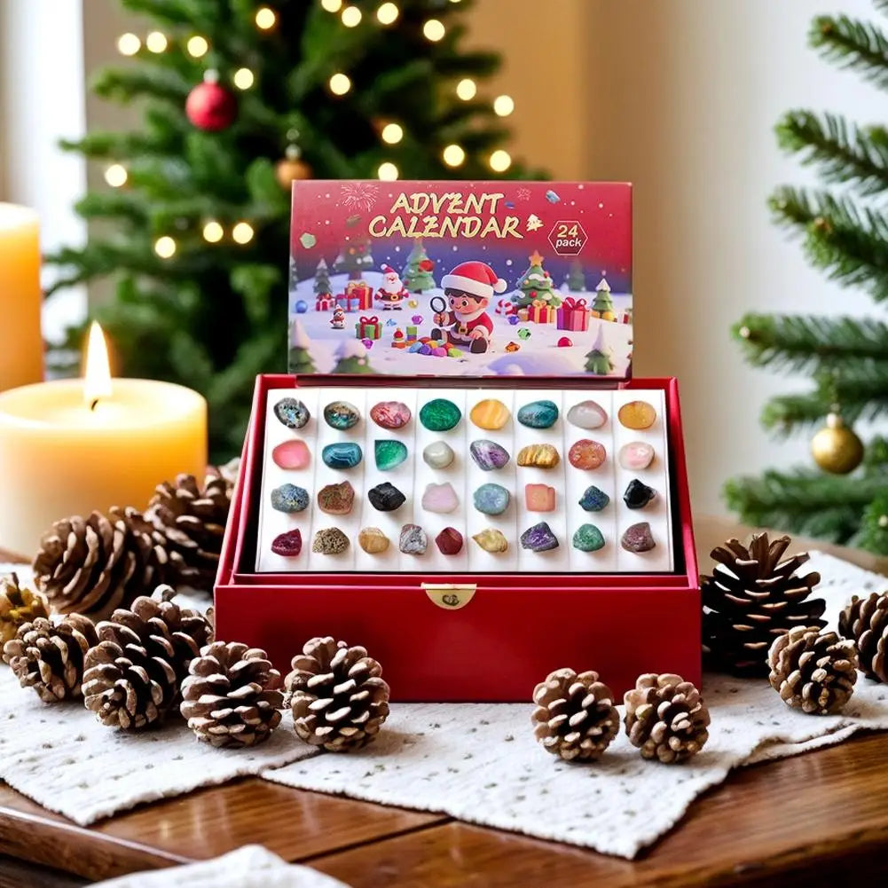 Christmas Advent Calendar | 24 Natural Gemstones Educational Set