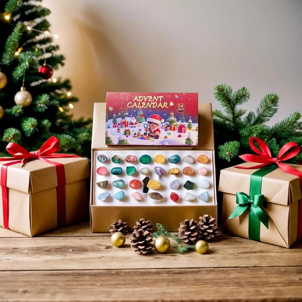Gemstone Advent Calendar | 24 Natural Crystals Educational Discovery Kit
