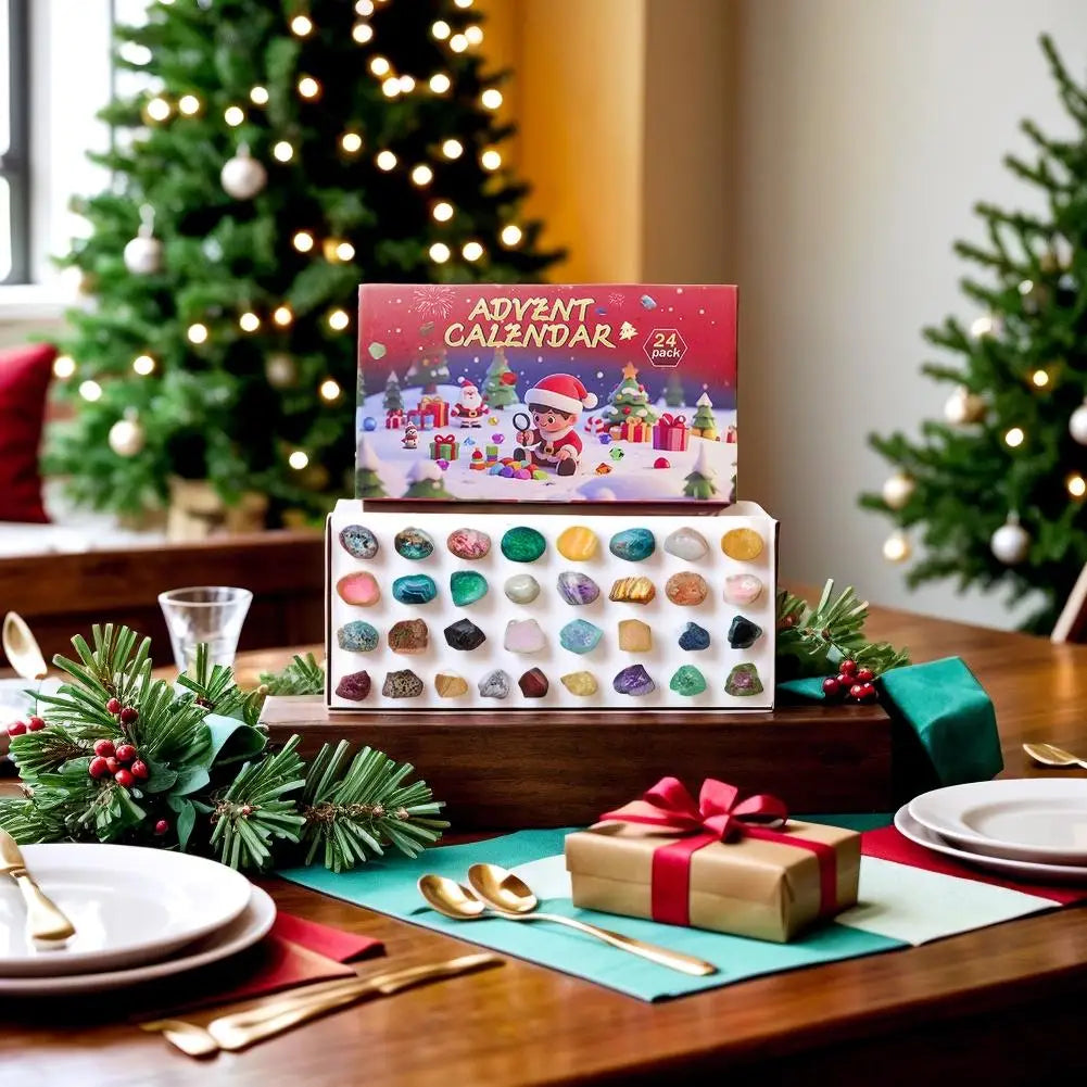 Gemstone Advent Calendar | 24 Natural Crystals Educational Discovery Kit