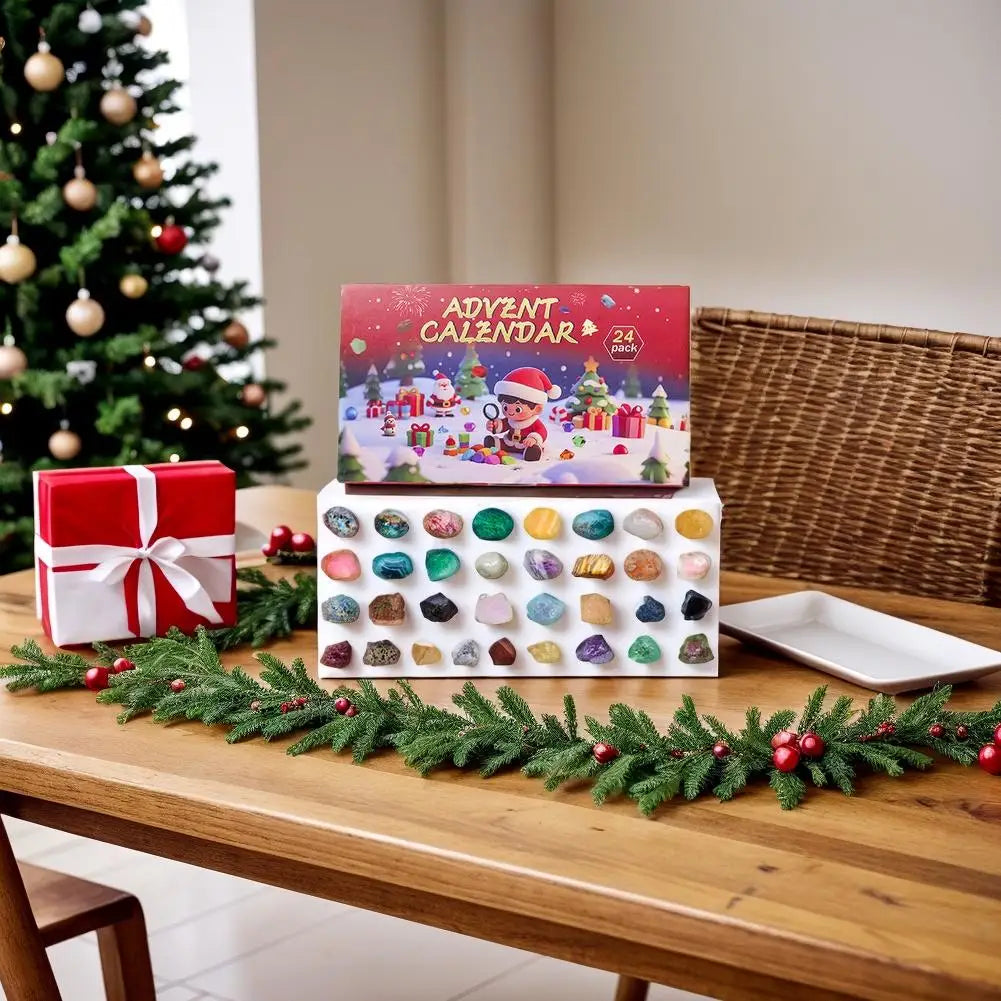 Christmas Advent Calendar | 24 Natural Gemstones Educational Set
