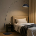 Modern Arc Floor Lamp | Black Metal Dome Shade