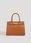 Leather Tote Bag | Genuine Togo Leather Gold Hardware