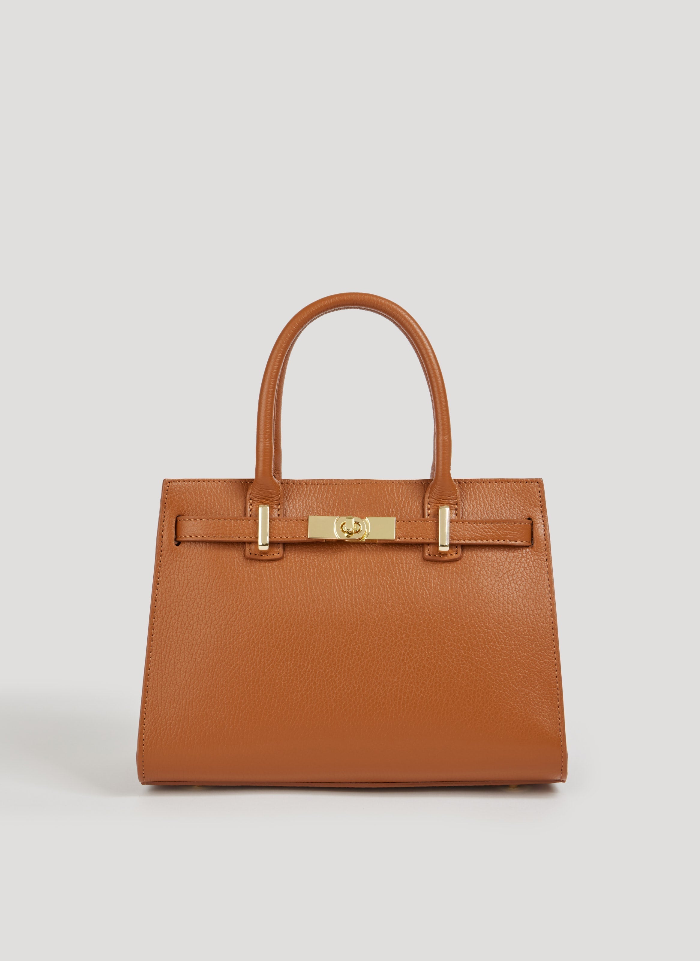 Leather Tote Bag | Genuine Togo Leather Gold Hardware