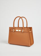 Leather Tote Bag | Genuine Togo Leather Gold Hardware