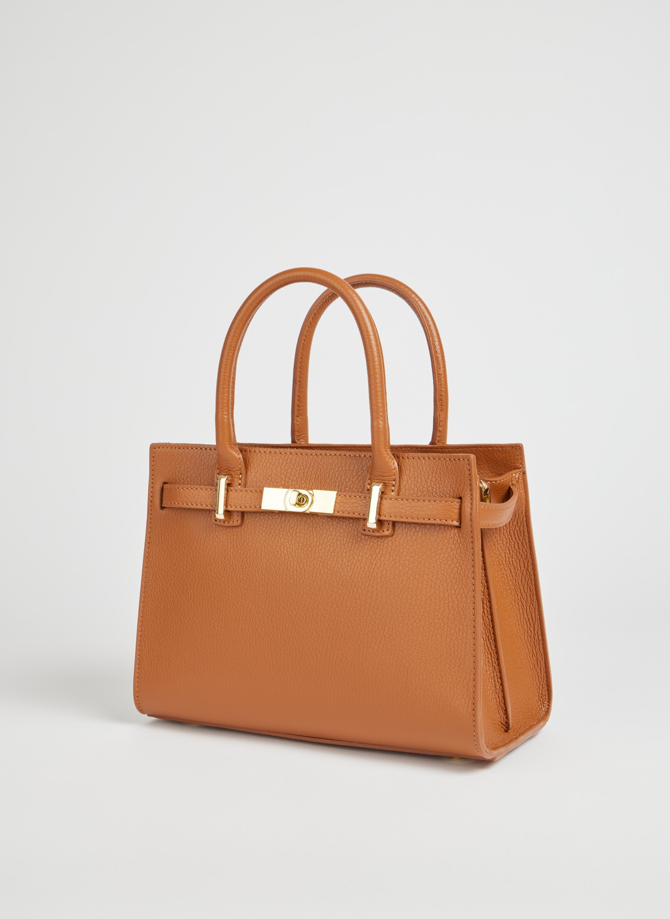 Leather Tote Bag | Genuine Togo Leather Gold Hardware