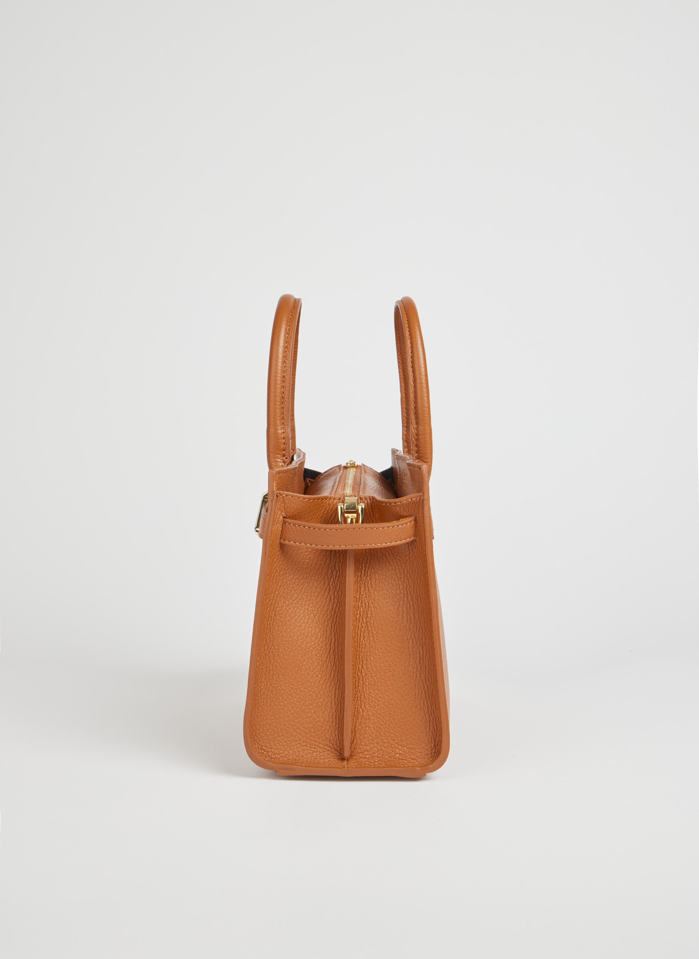 Leather Tote Bag | Genuine Togo Leather Gold Hardware