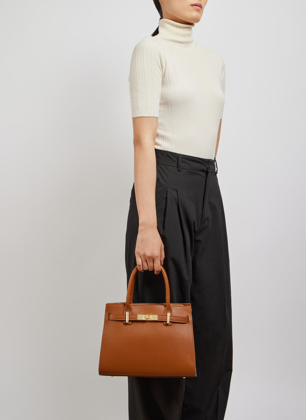 Leather Tote Bag | Genuine Togo Leather Gold Hardware