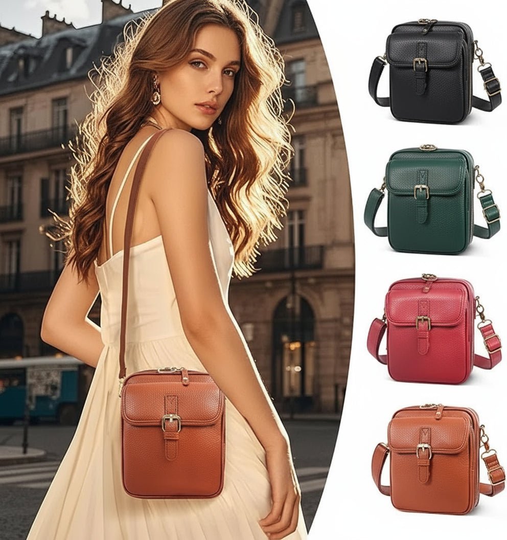 Leather Crossbody Bag | Anti-Theft Compact Square Design