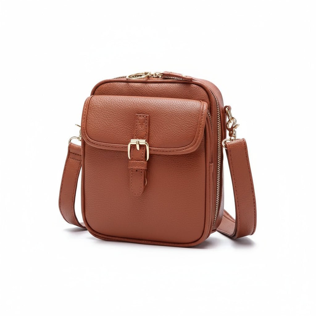 Leather Crossbody Bag | Anti-Theft Compact Square Design
