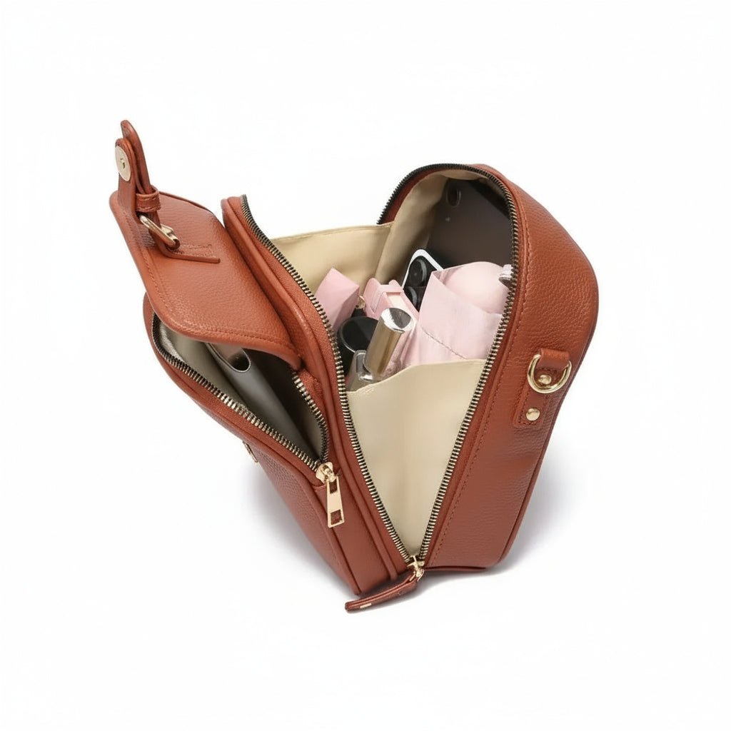 Leather Crossbody Bag | Anti-Theft Compact Square Design
