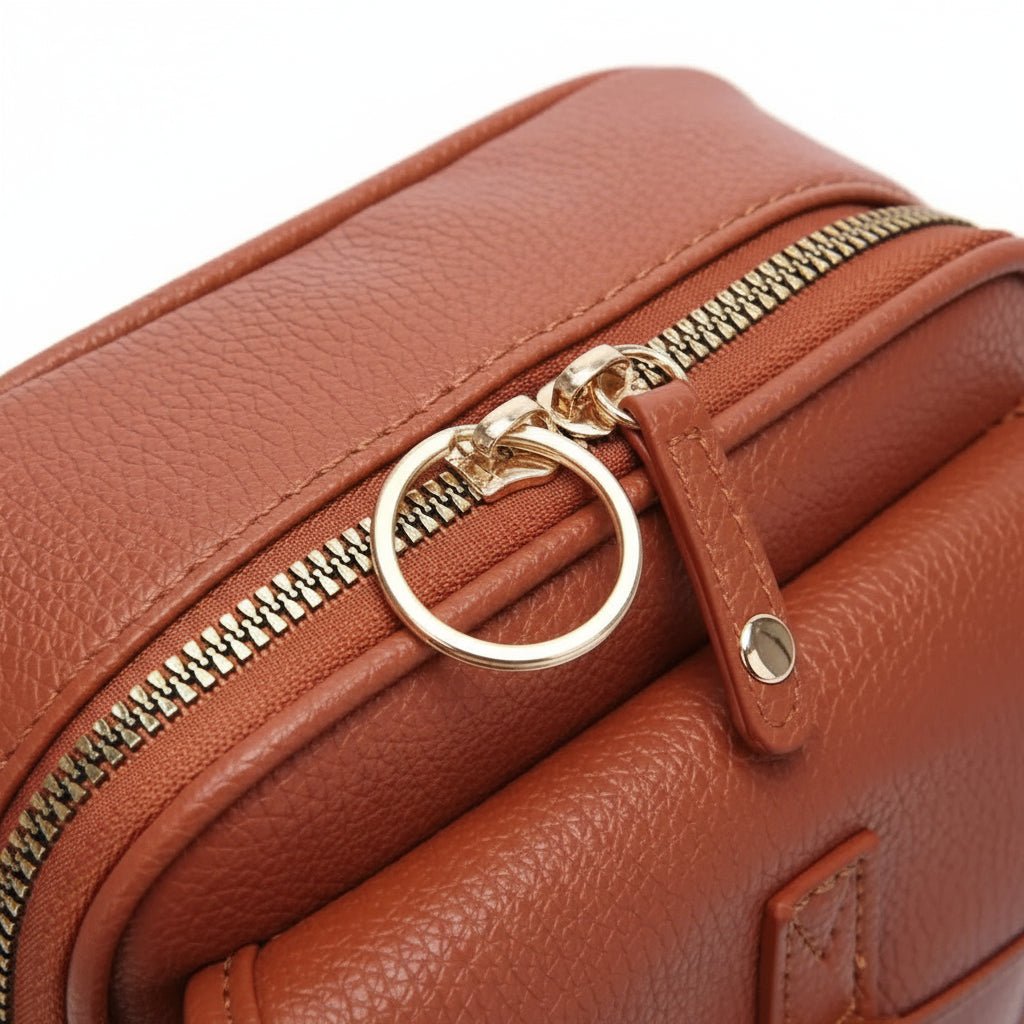 Leather Crossbody Bag | Anti-Theft Compact Square Design