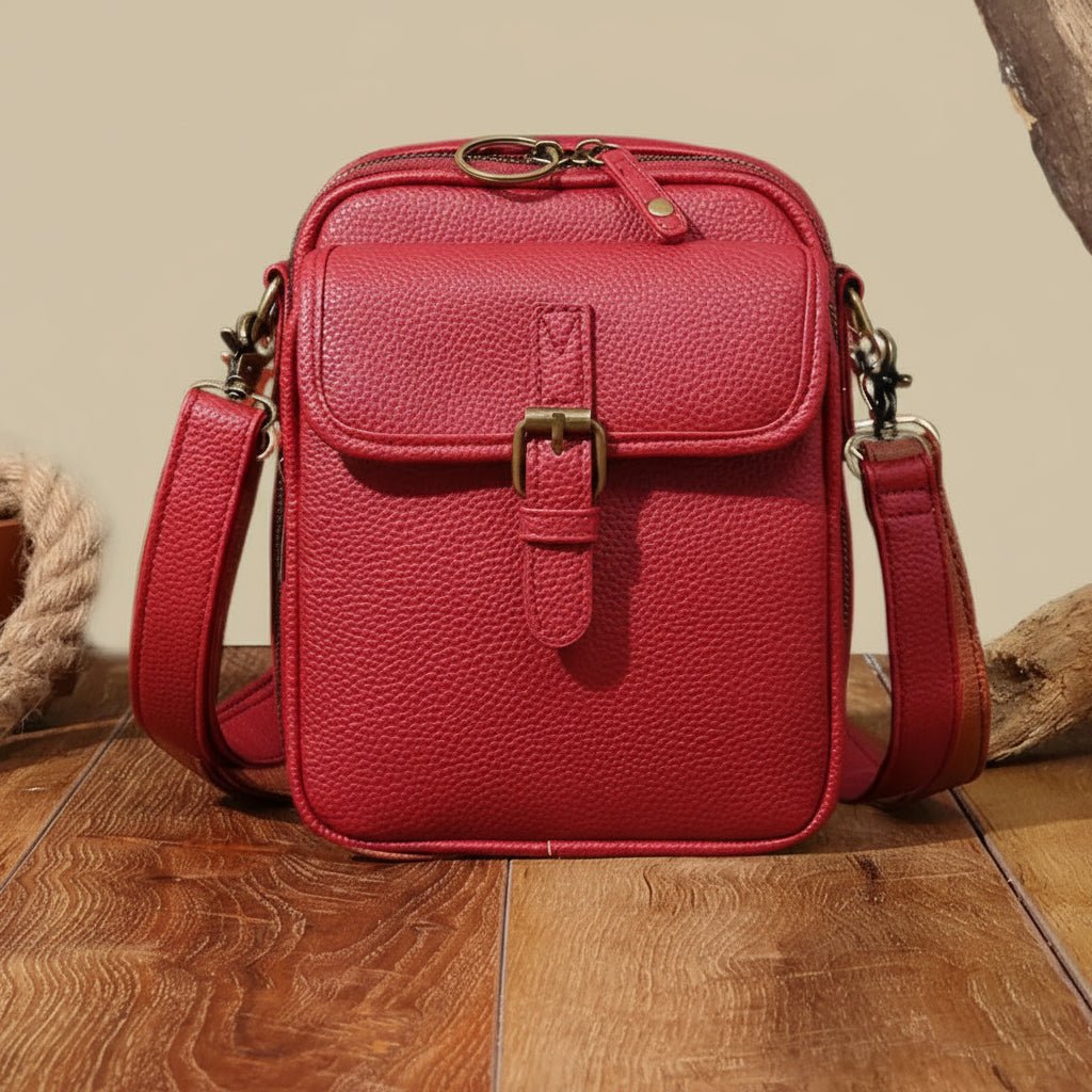 Leather Crossbody Bag | Anti-Theft Compact Square Design