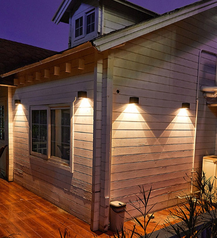 Modern Outdoor Wall Light | Solar Powered Cube Design