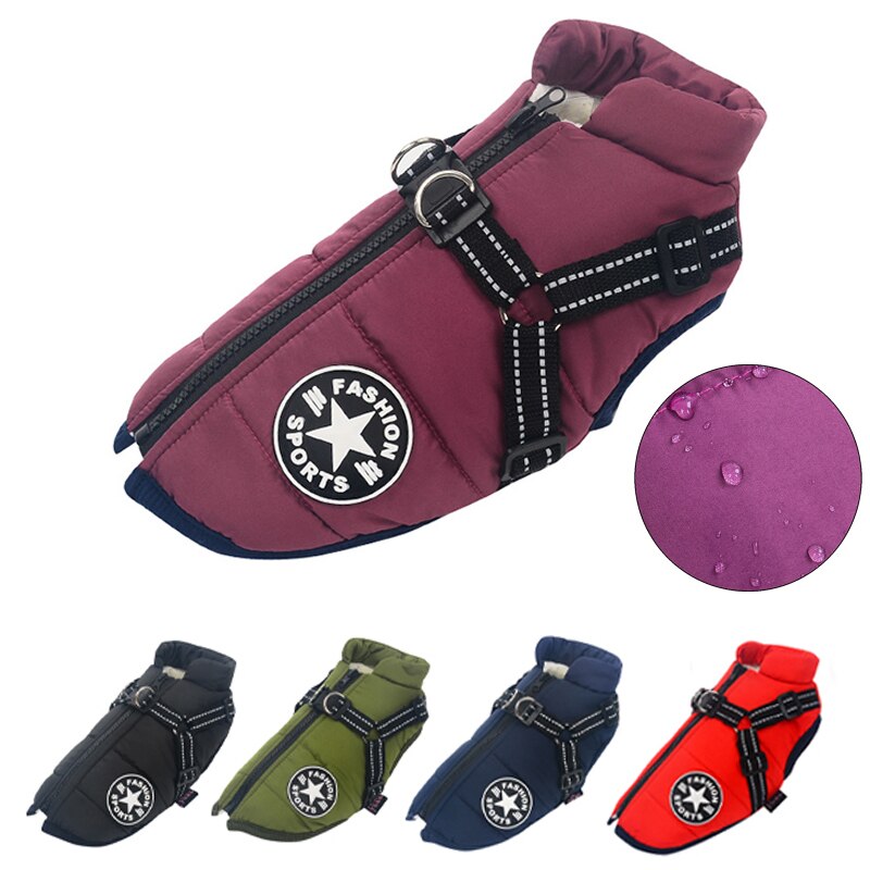 Winter Dog Coat | Built-In Safety Harness and Reflective Details