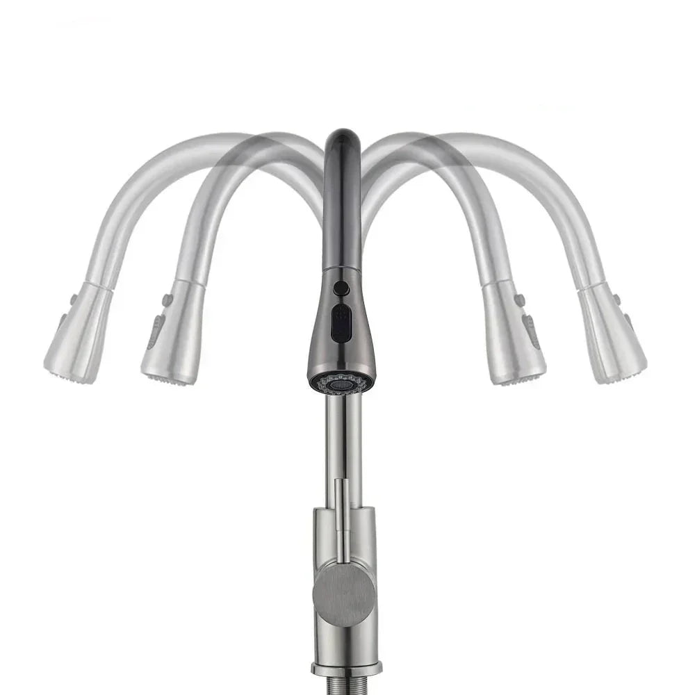 Modern Pull Down Kitchen Faucet | Brushed Nickel Flexible Spout