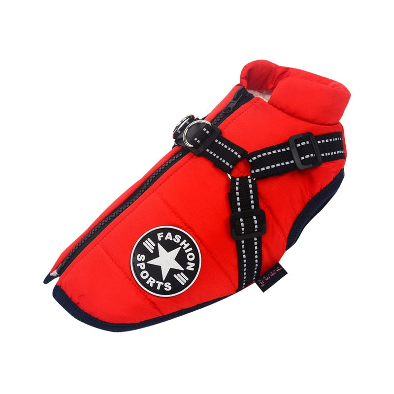 Winter Dog Coat | Built-In Safety Harness and Reflective Details